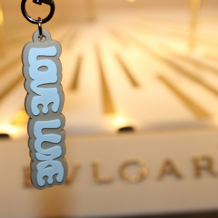 Love Luxe Rubberized Keychain (Beige)