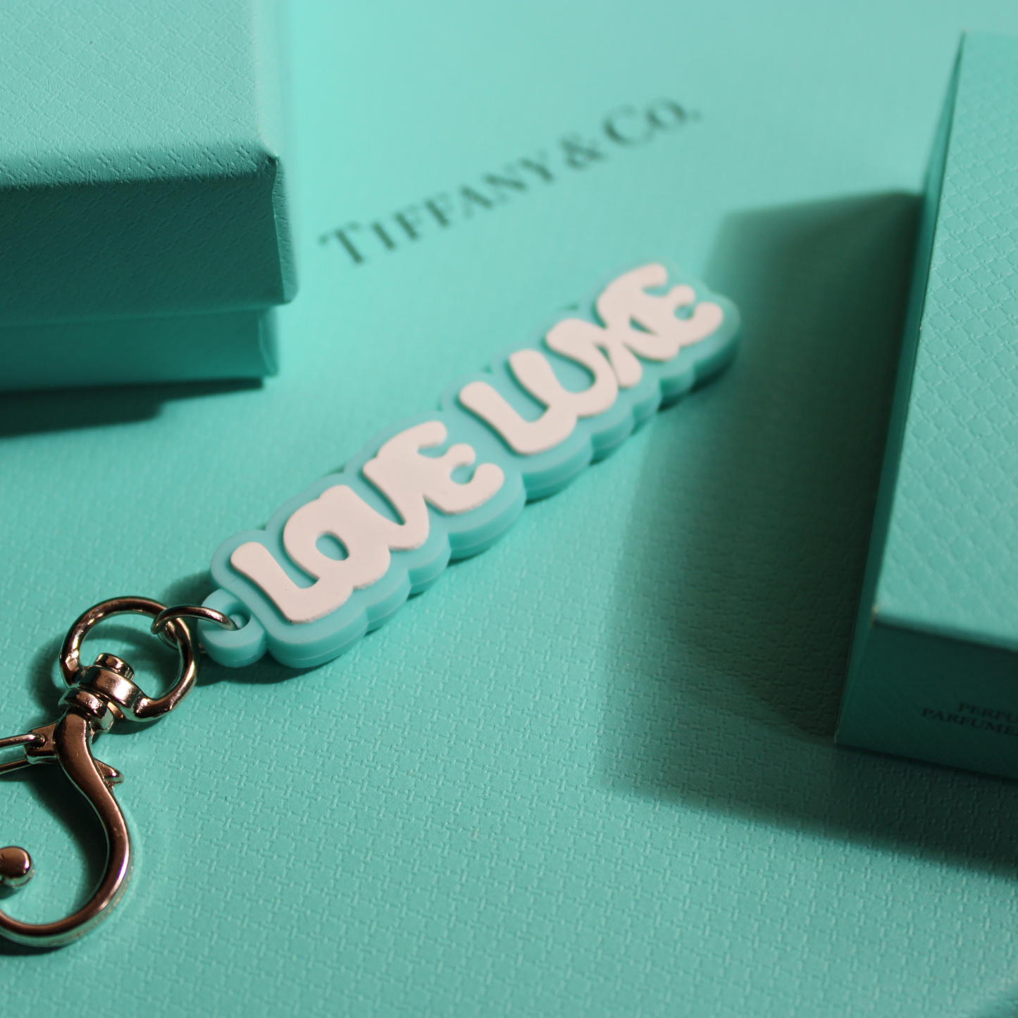 Love Luxe Rubberized Keychain (Sky Blue)