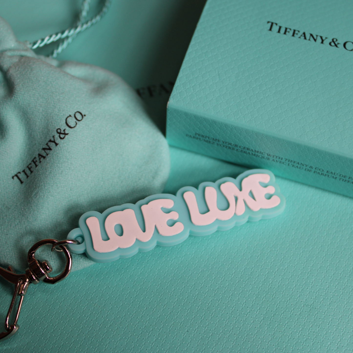 Love Luxe Rubberized Keychain (Sky Blue)