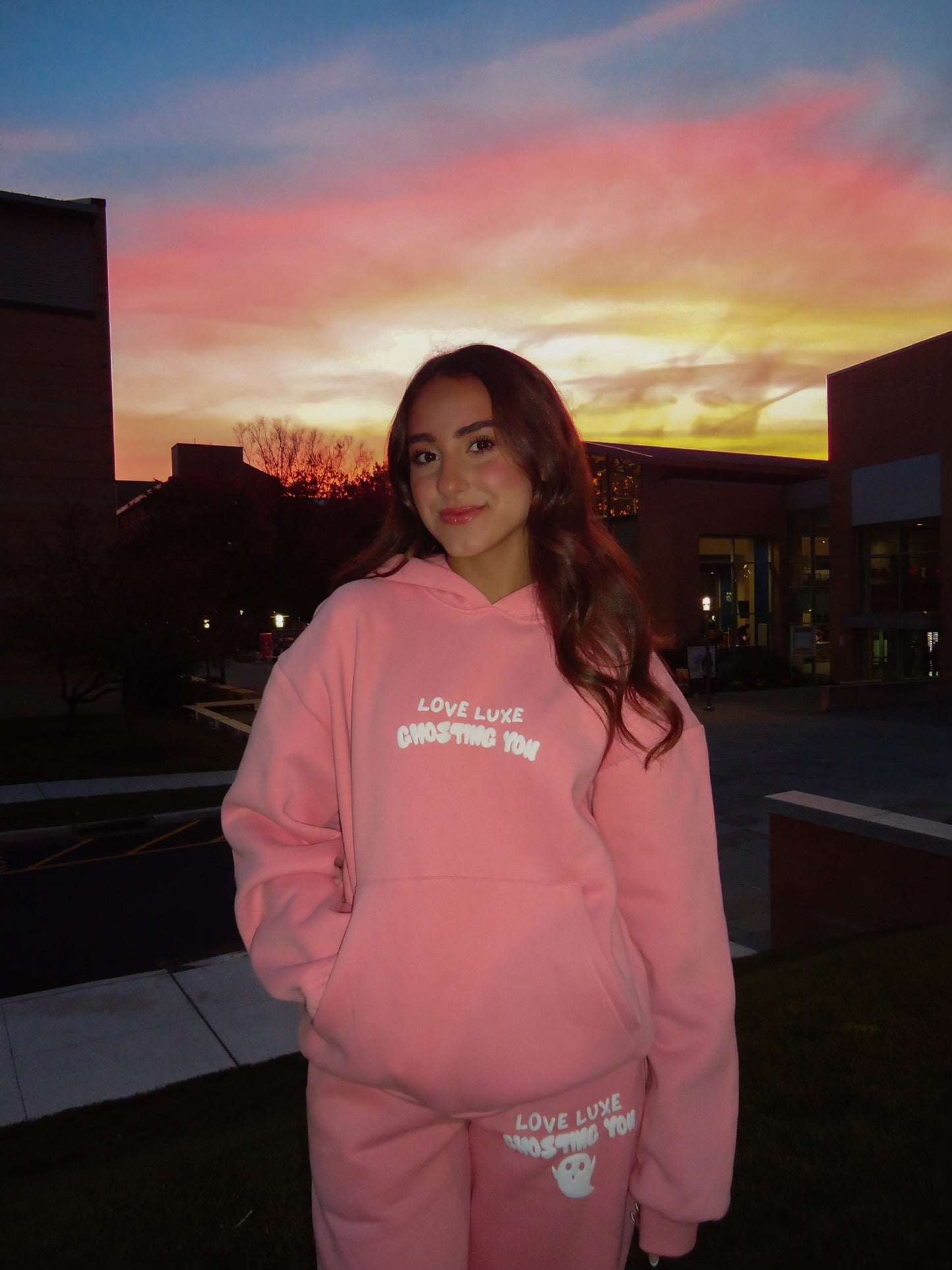 Ghosting You Oversized Hoodie Pink